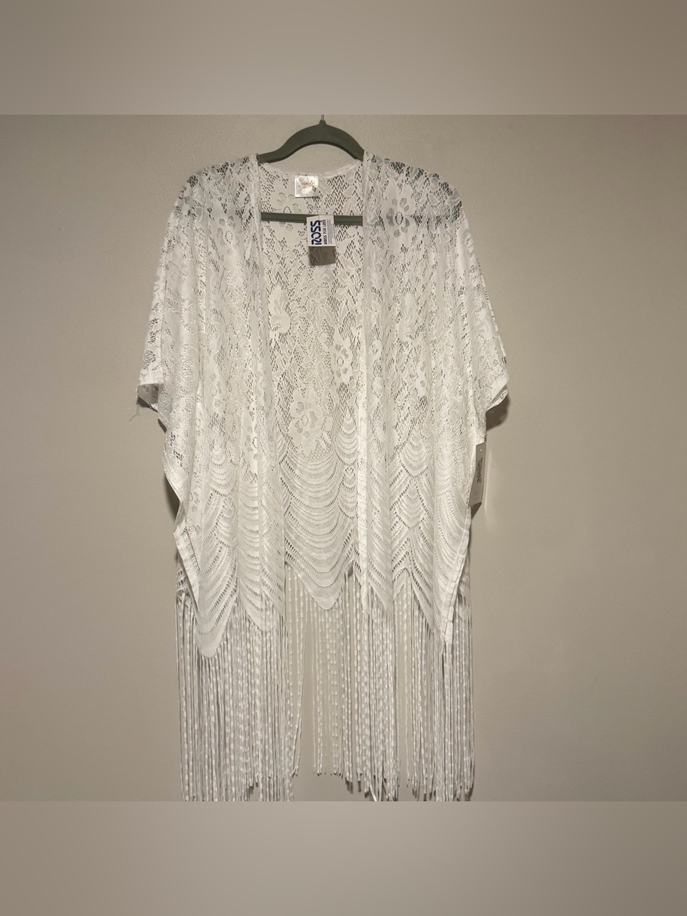 White Lace Fringe Kimono/ Cover Up